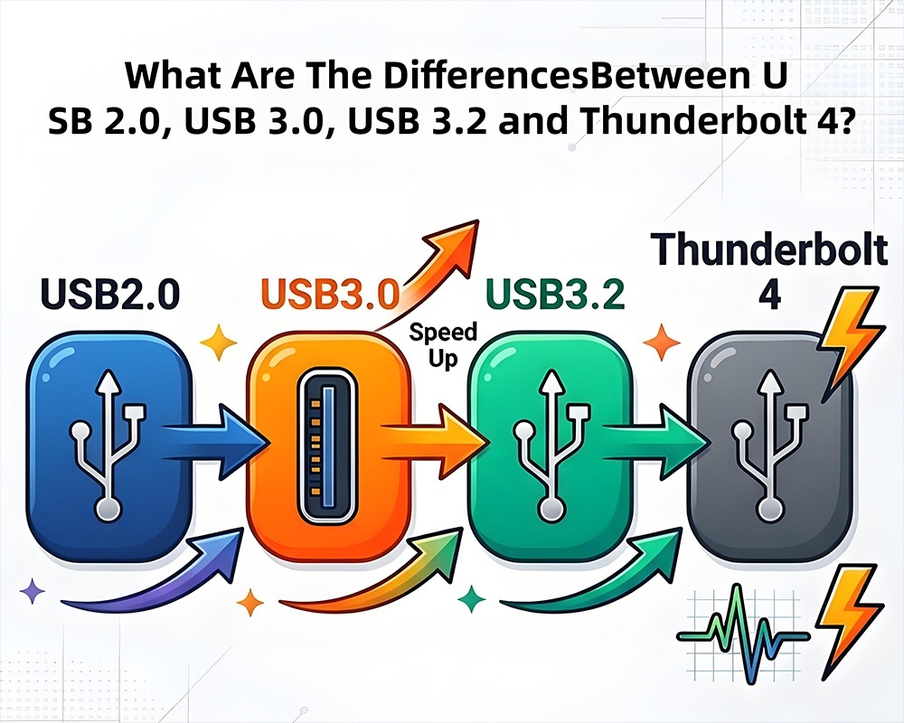 أحدث مدونات الشركة حول دليل مواصفات USB الكامل ما هي الاختلافات بين USB2.0 USB3.0 USB3.2 وThunderbolt 4