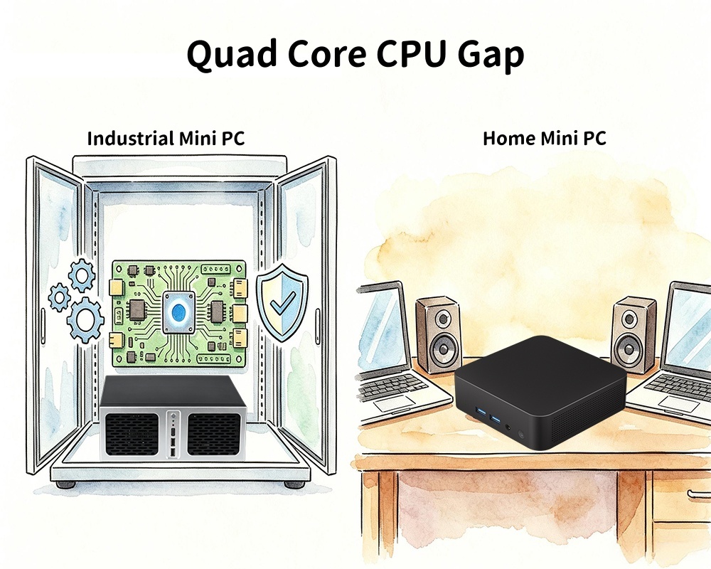 أحدث مدونات الشركة حول وحدة المعالجة المركزية رباعية النواة Gap Industrial Mini PC مقابل Home Mini PC