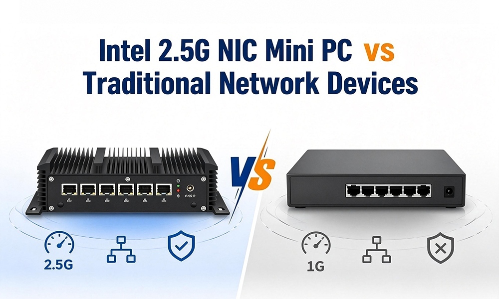 أحدث مدونات الشركة حول Intel 2.5G Ethernet Mini PC VS الأجهزة الشبكية التقليدية: اختلافات التطبيق لشبكات المؤسسات المرنة