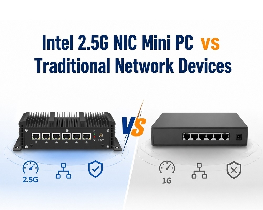 أحدث مدونات الشركة حول Intel 2.5G Ethernet Mini PC VS الأجهزة الشبكية التقليدية: اختلافات التطبيق لشبكات المؤسسات المرنة