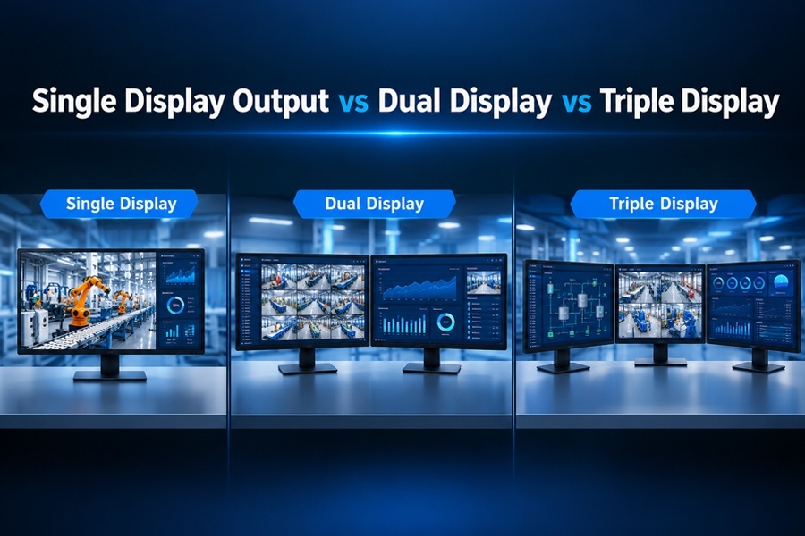 أحدث مدونات الشركة حول Single Display Output vs Dual Display vs Triple Display: Comparison of Multi screen Output Capability of Industrial PCs