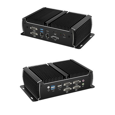 جهاز كمبيوتر صناعي أسود بدون مروحة كمبيوتر مصغر Intel Core Dual LAN Dual Display Asynchronous Output 1135G7U