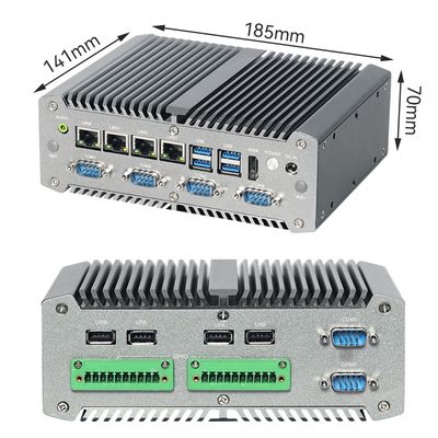 معالج Intel Core I7-10510U مع أربع شبكات LAN وستة COMs كمبيوتر صناعي صغير